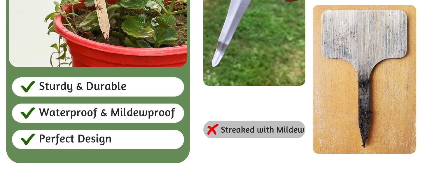 100pcs Plant Labels, T-Type Plastic Tags with Marker Pen, Waterproof Garden Signs for Outdoor Plants (3.9 x 2.4)