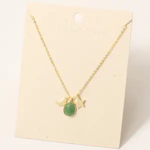 Unisex Amazonite Moon Star Style Necklace - Fashion Accessory
