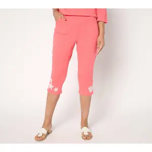 Quacker Factory Under the Sea Embroidered Knit 19" Capri Pant
