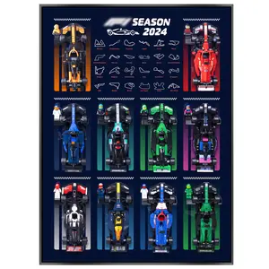 2024 Season 10-in-1 Race Car Display Wallboard, 10 Teams Exclusive Themed Parking Spaces, Build your racing car collection wall（No Car Included）