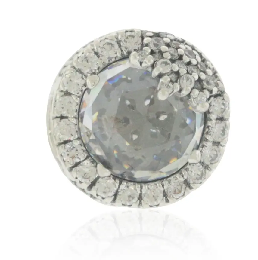 PANDORA Dazzling Snowflake Cubic Zirconia Charm, a Button-Shaped Everyday Pendant with a Glittering Frame and Bling Effect for Unisex Wear, Everyday Charm, Artificial Diamond Charms & Pendants