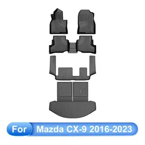 【fathersdaygift】AOMSAZTO 5Pcs Custom Fit All-Weather Car Mats & Auto Accessories Bundle - Full Set Floor Liners, Cargo Liner, Back Mat for Mazda CX-9/CX9 7-Seat Sport Version (2016-2023, Excludes 6-Seat Models), Car Accessories, Accessories For Car