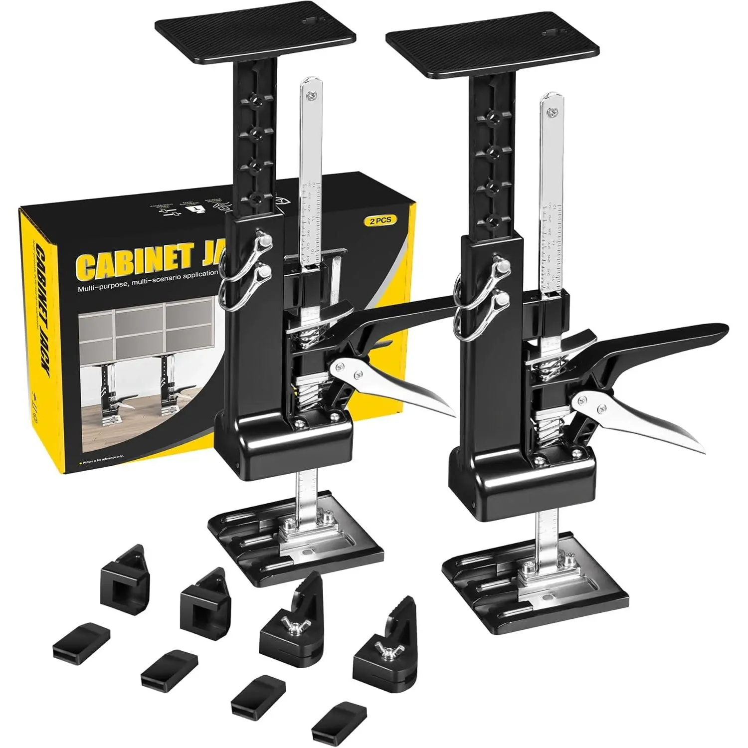 Cabinet Jacks 2 Pack for Installing Cabinets, Labor Saving Arm Jack with 360 LBS,0 to 23.4 inches, 3rd Hand Support System, Drywall Lift, Hand Lifting Jack Tool