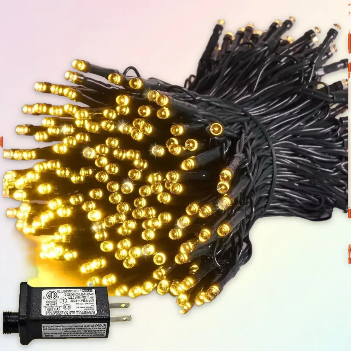 Swtroom 82Ft 200pcs Christmas String Lights LED Twinkle Cluster Lights wh 8 Mos Function for Christmas Warm Whe