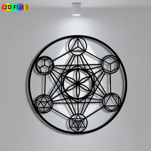 1pc Avant - Garde Metatron's Cube Metal Wall Art, Avant - Garde Metatron's Cube Statue Mural, Iron Craft, Perfect for Gallery, Studio, Office Wall Decor, Intricate Craftsmanship, Artistic Metalwork, Halloween Decor, Ideal Gift for Trend Seekers