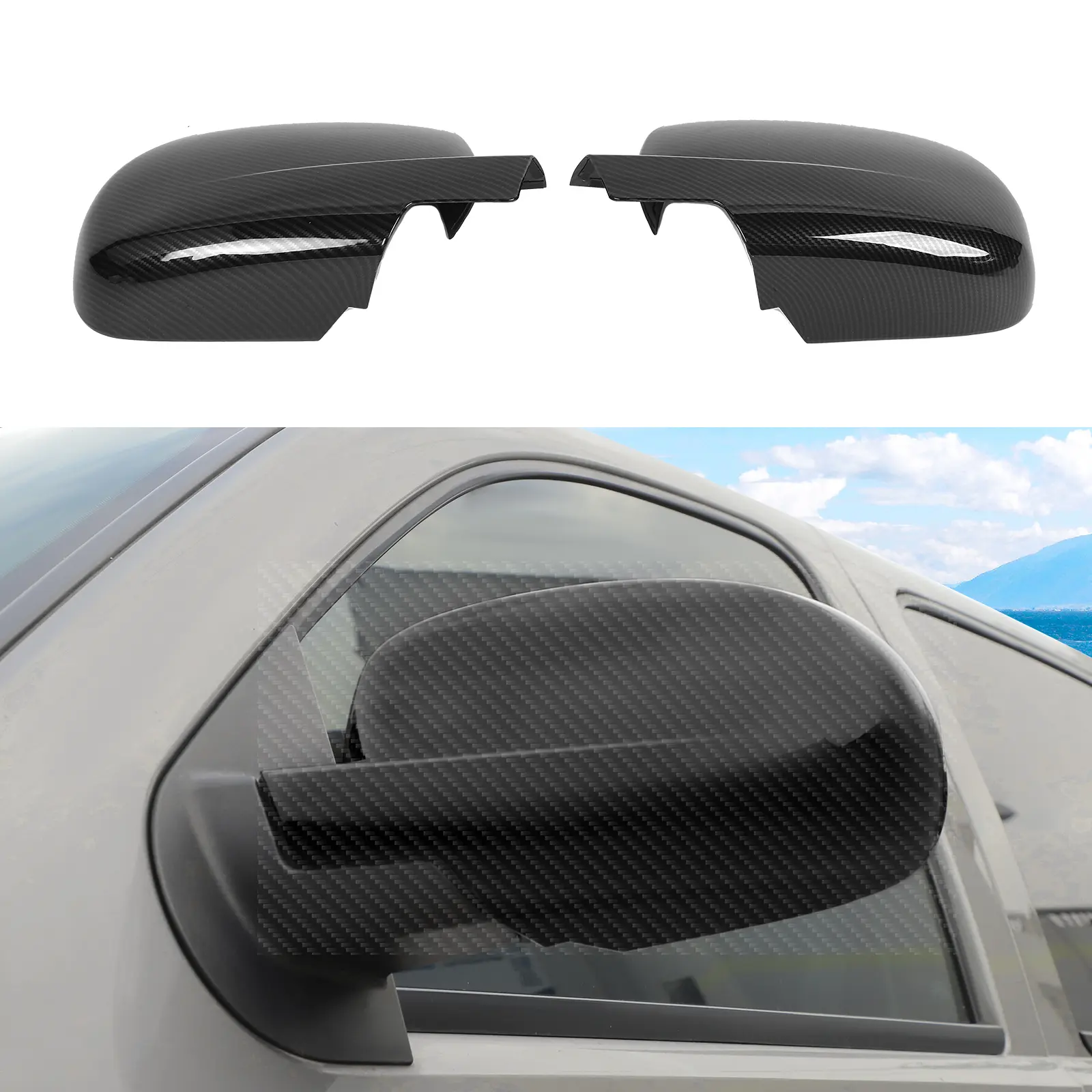 100% Brand New Truck Rearview Mirror Shell Cover Trim - 2-Item Set, Custom ABS Full-Cover, UV-Resistant Carbon Replacement, Easy DIY Installation Vehicle Car Accessories for 2007-2013 Chevy Suburban Avalanche Silverado Tahoe & GMC Yukon