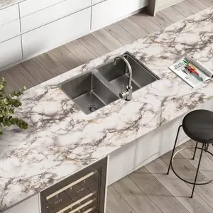 Marble Contact Paper 17.71"x118" Glossy Peel & Stick Countertop Vinyl, Self Adhesive Removable Granite Wallpaper for Kitchen Bathroom Cabinets