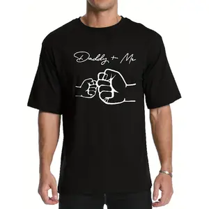 t shirt meme Best Dad Ever T-Shirt for Men - Funny Father'S Day Gift with Daddy & Me Handprint Graphic, Comfortable Casual Crewneck Short Sleeve Tee, Retro Style All-Season Casual Attire, Ideal Birthday/Christmas Present for New Dads & Stepdads - Playful