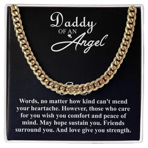 Baby Loss Gift Curb Chain Necklace, Gift for Dad From Angle Baby, Fathers Day Gift from Miscarriage Baby Angel, Chain with Message Card