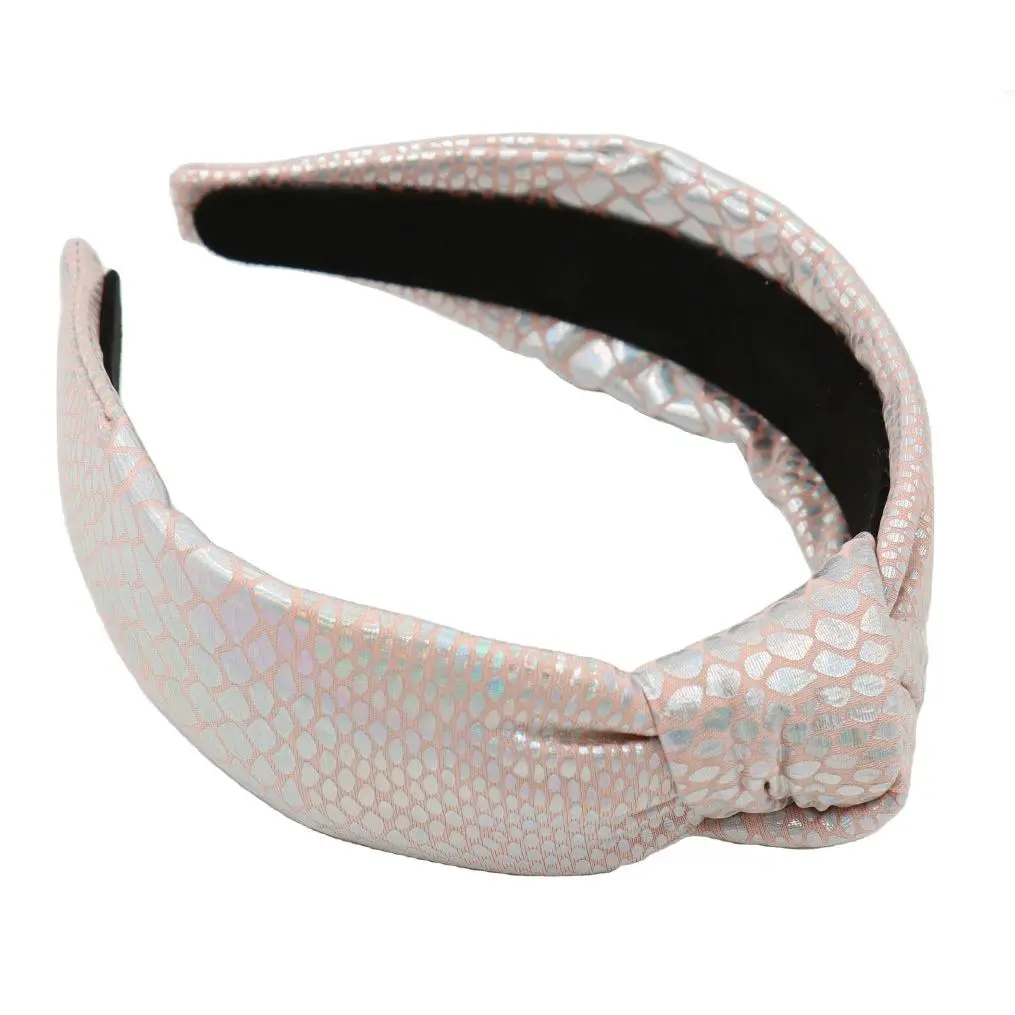 Adult Metallic Silver and Rose Snakeskin Knotted Headband