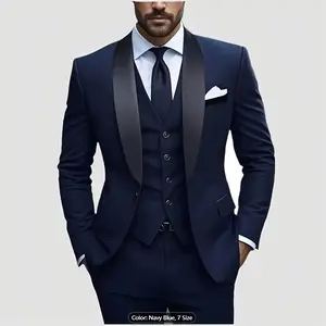 Suit Men's Business Casual Wedding Groom Dress Hall Slim Work Professional Three