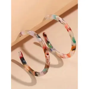 Random Color C-shaped Hoop Earrings, 1 Pair Fashion Jewelry for Party, Daily Clothing Decor, Trendy All-match & Exquisite Jewelry for Birthday Gift for Women