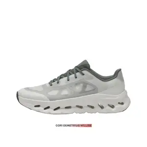 Gray-White Lightweight Casual Shoes, Pseudo-Lace Design with Cloud Cushioning Midsole