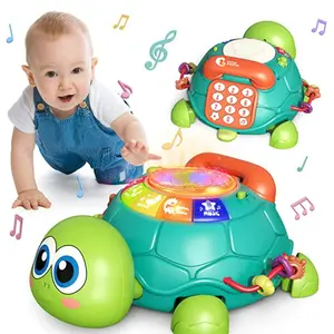 Musical Turtle Crawling Toy for Infants 6-12 Months with Light & Sound Early Learning Educational Gift for Boys Girls Halloween Christmas Birthday Interactive
