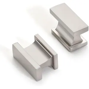Brushed Nickel Cabinet Knobs,10 Pack 1.49Inch(38mm) Single Hole Rectangle Kitchen & Bathroom Drawer Knobs and Zinc Alloy Drawer Handles.