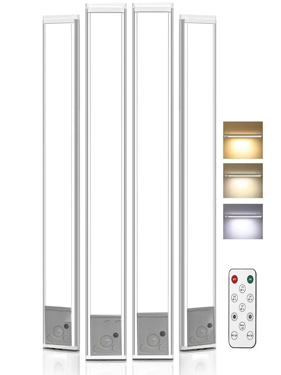 Genswin Bigger Battery Under Cabinet Light-3-Color Dimmable LED Closet Light Magnetic No-Drill Install USB Power Lamp for Kitchen Stairs Home Decor &