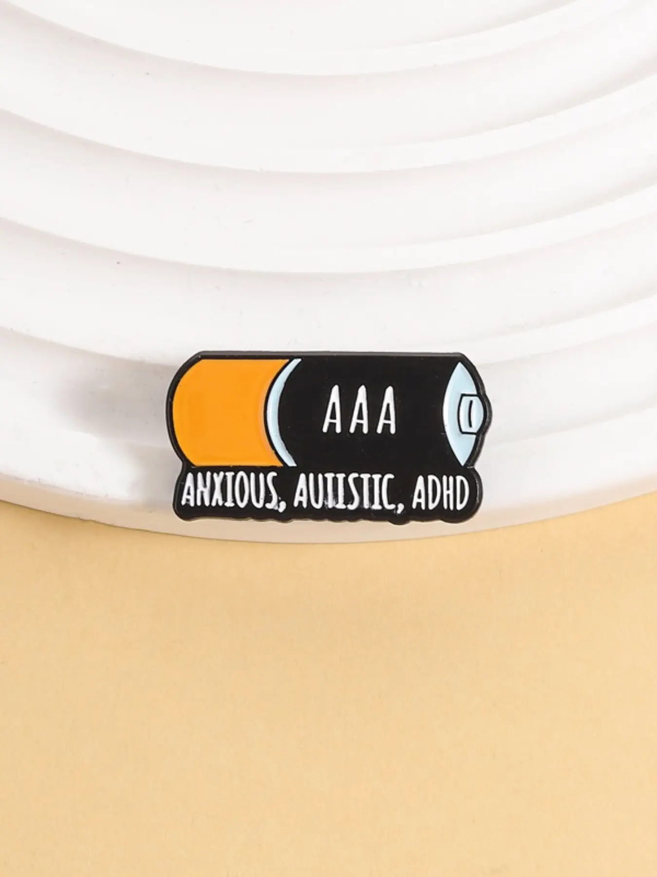 Anxious Autistic Adhd Triple Declaration Aaa Battery Badge, Lapel Pin, Alloy Brooch Pin, Neurodiversity Awareness Pin, Mental Health Advocate Symbol, Self-Expression Jewelry