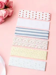 6pcs Sweet Soft Fabric Heart Floral Wide Hair Bands, Simple Fresh Sweat-Absorbent Elastic Hair Bands for Daily Use and Sports Headbands, Headband Set