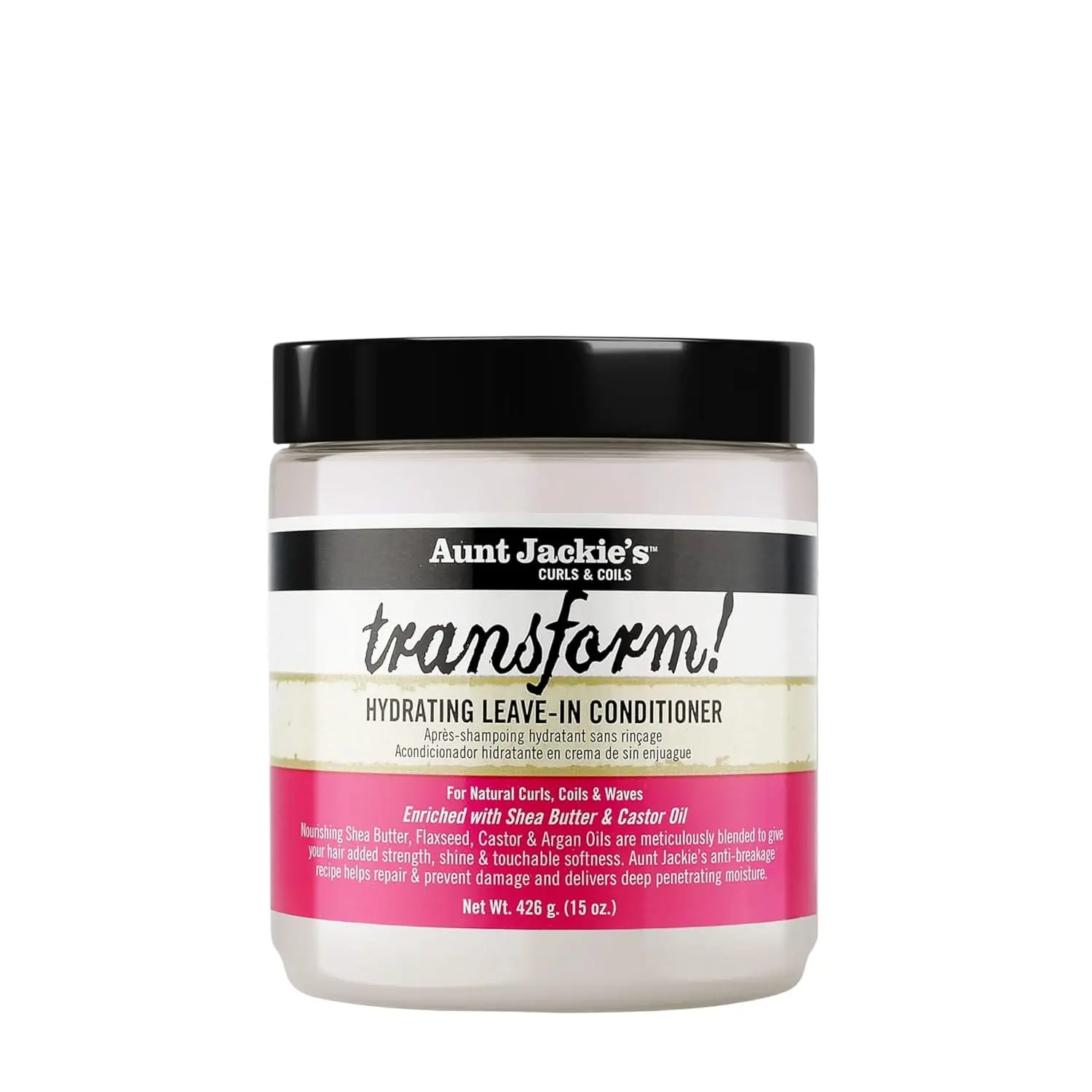 Aunt Jackie's Leave-In Conditioner to Restore Moisture with Shea Butter & Castor Oil, Lightweight Daily Haircare for Anti-Hair Loss, 15oz