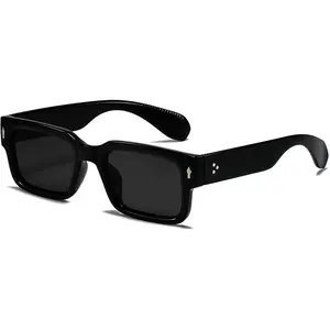 Square Frame Sunglasses for Women Men Trendy Chunky Rectangle Sun Glasses Black Shades UV400 Protection