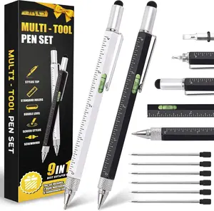 Stocking Stuffers for Men, 9 in 1 Multitool Pen 2 count and Refill 6 count,  Tech Tool Pen from Wife Daughter to Father Boyfriend Husband on Christmas, Birthday, Valentine's Day