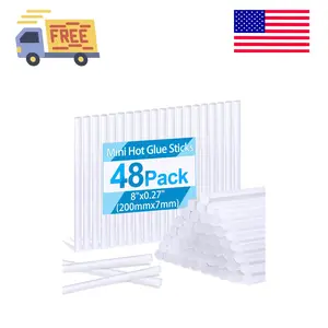 48 Pack Mini Hot Glue Sticks, 8" Long x 0.27" Diameter Clear Glue Sticks for Glue Gun