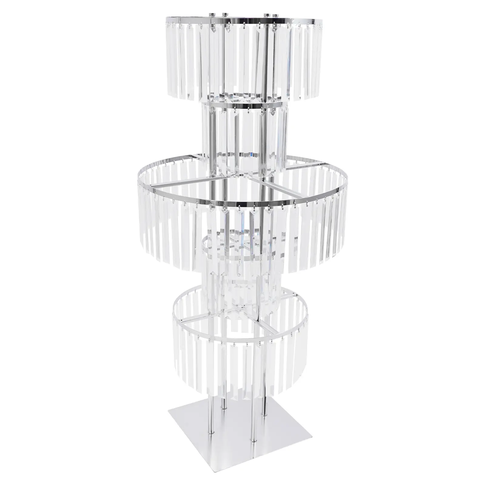 5 Tier Clear Acrylic Flower Stand Silver Iron Frame 110cm for Wedding Party Table Floor Centerpiece Display tray
