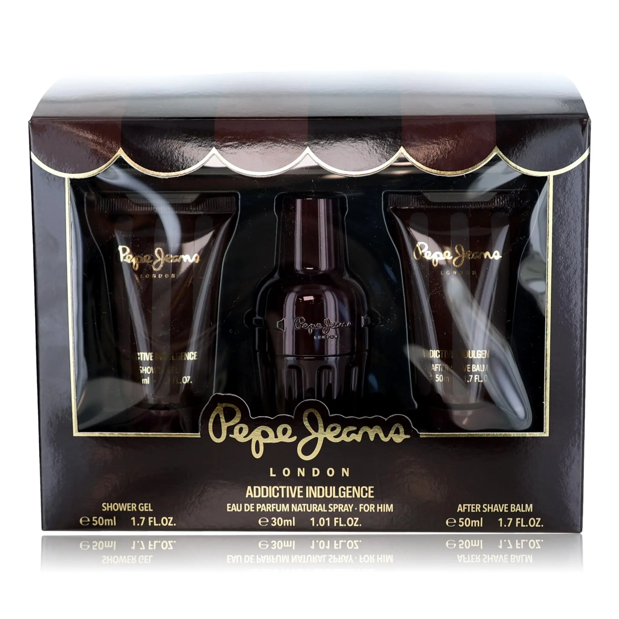 Addictive Indulgence 3-Piece Fragrance Set for Men, Gift Ready Collection with 1 oz EDP, Shower Gel & After Shave Balm - Cedar & Vanilla Wood Scent, Fragrance Sets, Spray, Spicy, Edp Spray