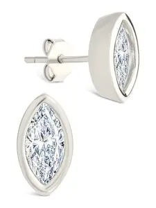 Sterling Silver Marquise Cut Bezel Set Stud Earrings