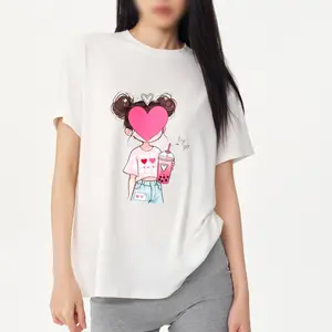 Women's clothing Print Casual Short Sleeve Top Kawaii Girl Print Oversized Tee | Y2K Streetwear Unisex T-shirt Black/White  Streetwear Oversized T-shirt