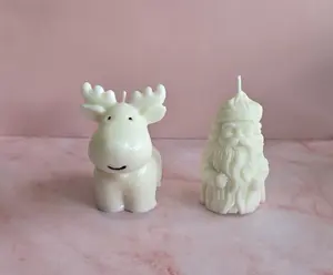 Santa Claus & Reindeer Candle Gift Set - Natural Soy Wax - 10.12 x 9.5 x 9.3 cm - Christmas Decor & Gifts - Festive Home Ambiance Enhancer