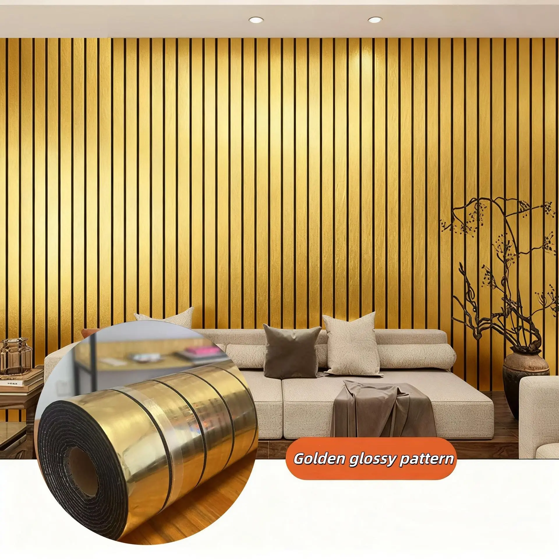 Self-adhesive 3D mesh wallpaper, tear-off faux wood grain wallpaper with mirror surface reflection texture, suitable for TV background wall, Living Room, home decoration, Decorative wallpaper,15.74 inches X 118 inches