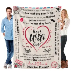 Best Wife Ever Fleece Blanket - Soft and Cozy with Heart Design - Perfect Gift for Her - Ideal for Cozy Nights and Special Occasions