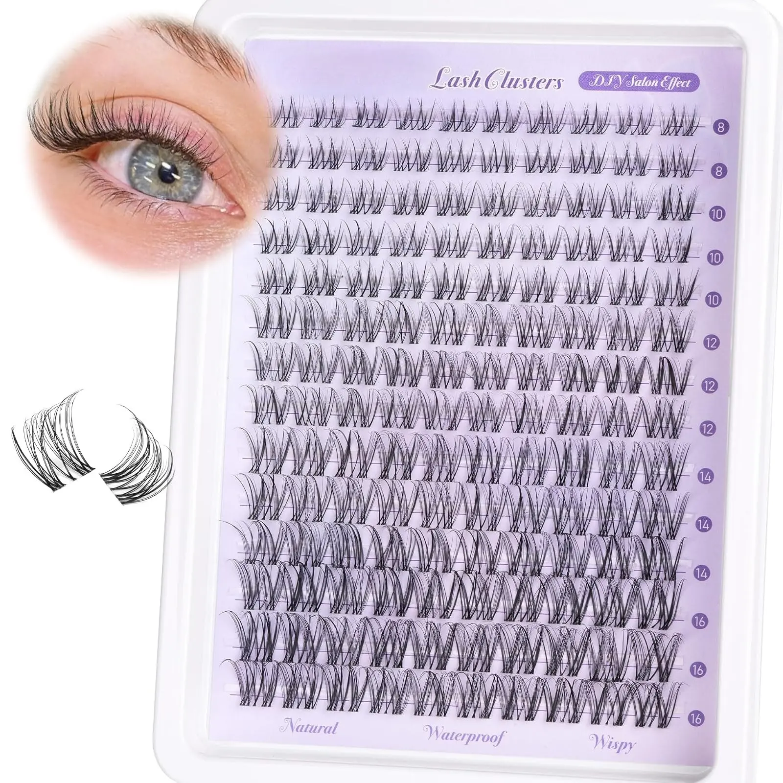 Wispy Lash Clusters Invisible Band Natural Lash Extensions Waterproof 8-16mm Cluster Eyelash Extension D Curl DIY Individual Cluster Lashes