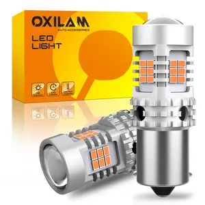 OXILAM BA15S 1156 LED Turn Signal Light Bulb CANBUS Error Free 2200K Amber Yellow 2800LM for 7506 1156A 1003 1141 P21W Bulb Replacement, Pack of 2