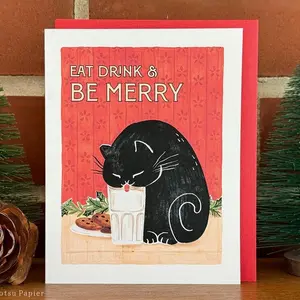 Funny Cat Christmas Card, Handmade holiday cards