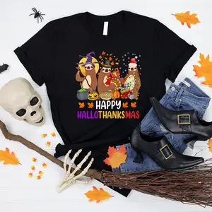 Happy Hallothanksmas Sloth Shirts, Halloween Thanksgiving