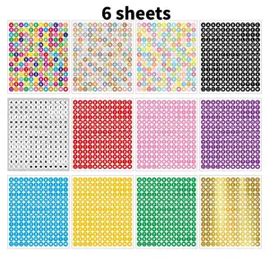 Colorful Round Alphabet Stickers Set, 6 Sheets/sheet, Waterproof 0.5-Inch Letters & Numbers, Ideal for Scrapbooking, Journaling, DIY Projects