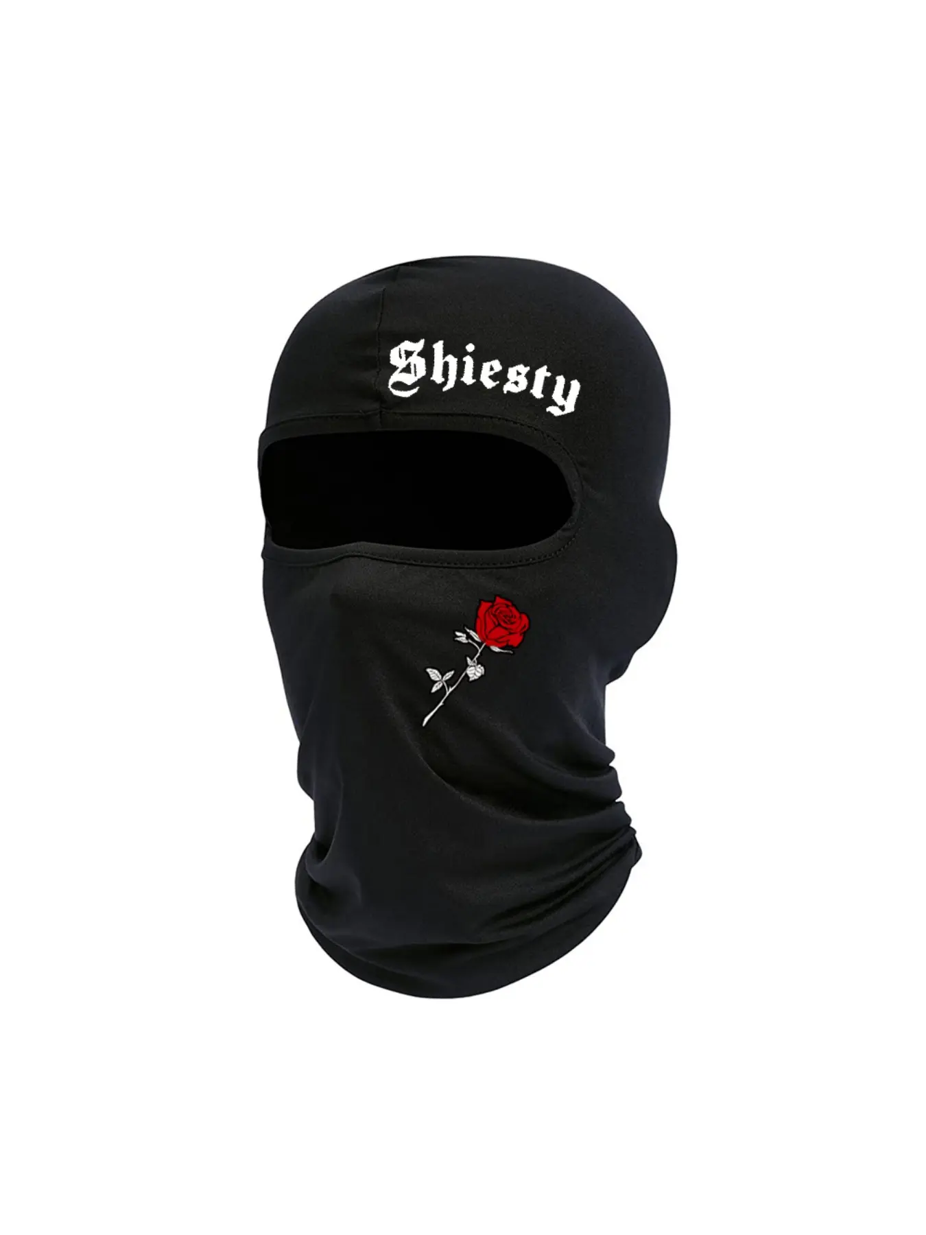 Letter & Flower Print Ski Mask, Unisex Woven Fabric Balaclava for All Seasons, Sporty Style Face Cover for Outdoor Activities, Outdoor Sports Mask
