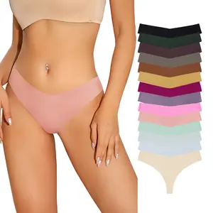 10/14 Pieces Seamless Thongs for Women No Show Thong Underwear Women Comfortable Multiple Pack