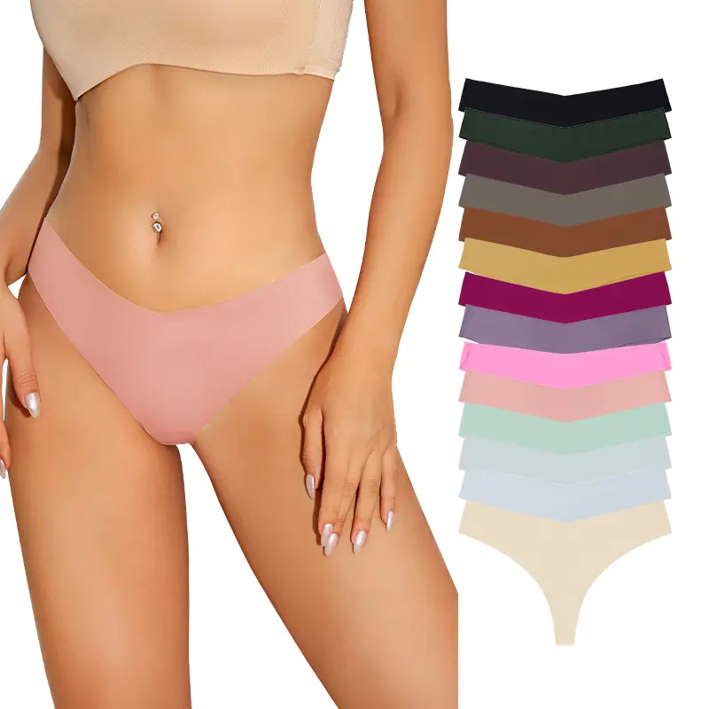 Women's High-Quality Nylon Blend Thong Panties - 10/14-Piece Seamless No-Show Odor-Resistant Comfortable Underwear Pack