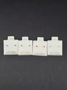 14K Gold Earrings - Multi-Color Studs SET