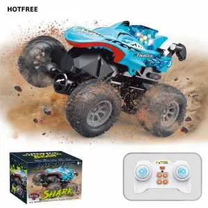 Hotfree Animal Car Mini RC Monster Truck – Dinosaur & Shark Stunt Car, All-Terrain, Pocket Size, Dual Speed, LED, Off-Road Remote Control Vehicle Toy Birthday & Christmas Gift for Kids Boys Girls Age 6+