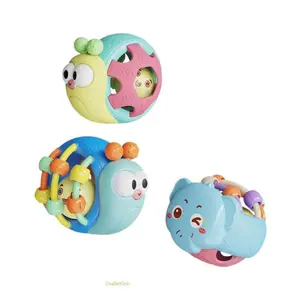 OvalletOoh Cute Snail & Elephant Hand-Held Rattle - Interactive Plastic Ball Toy