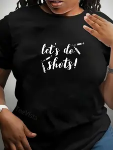 100% Cotton Vaccine Shirts for Nurses Funny Let's Do Shots Pro Vaccine T-Shirt