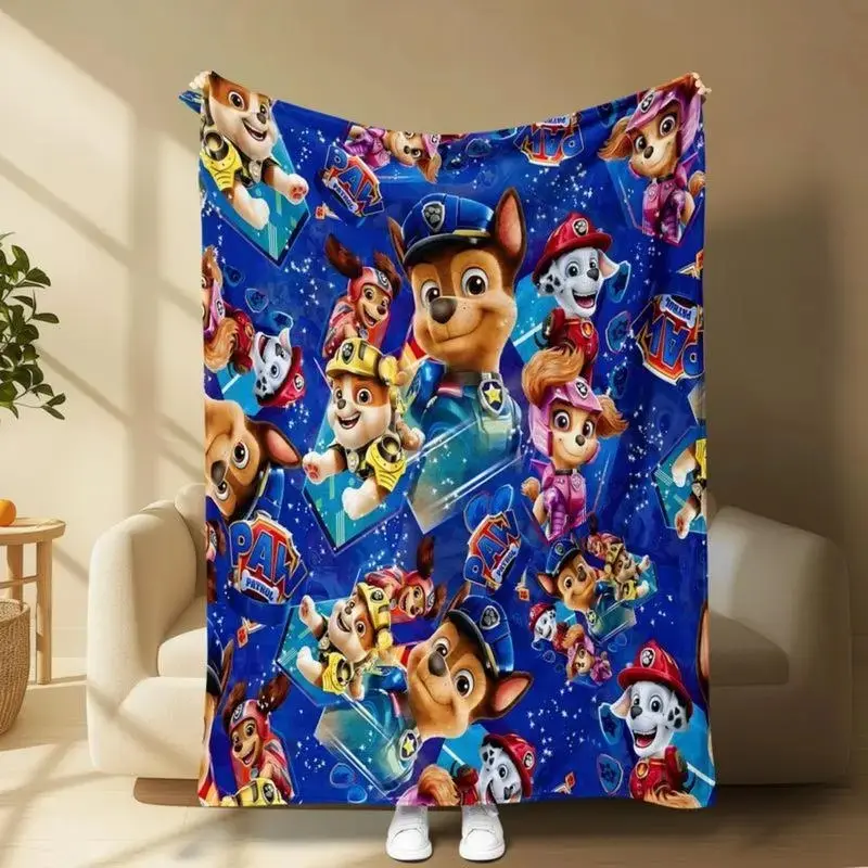 Puppy Print Flannel Throw Blanket, Cute Cartoon Crew Art Design with Plush Texture, Soft Lightweight for Kids’ Fun, Bed & Sofa Decor, All-Season Indoor Use