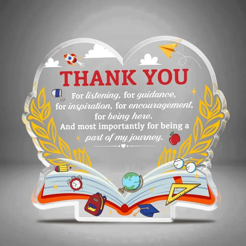 Teacher Appreciation Gift, 12x12 Cm Acrylic Decorative Plaque, Perfect for Graduation, Birthday & Retirement, Inspirational Desk Decoration, Acrylic Desktop Decoration