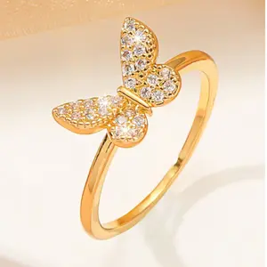 Butterfly shaped diamond design ring suitable for women's casual wear, suitable as a holiday gift