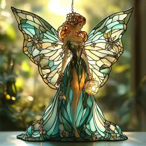 Fairy Acrylic Suncatcher Faux Stained Acrylic Window Hanging Magical Fairy Angel Sun Catcher Fantasy Gift