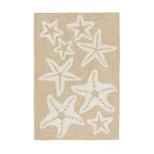 Liora Manne Capri Starfish In-Out Rug Neutral 20" x 30"